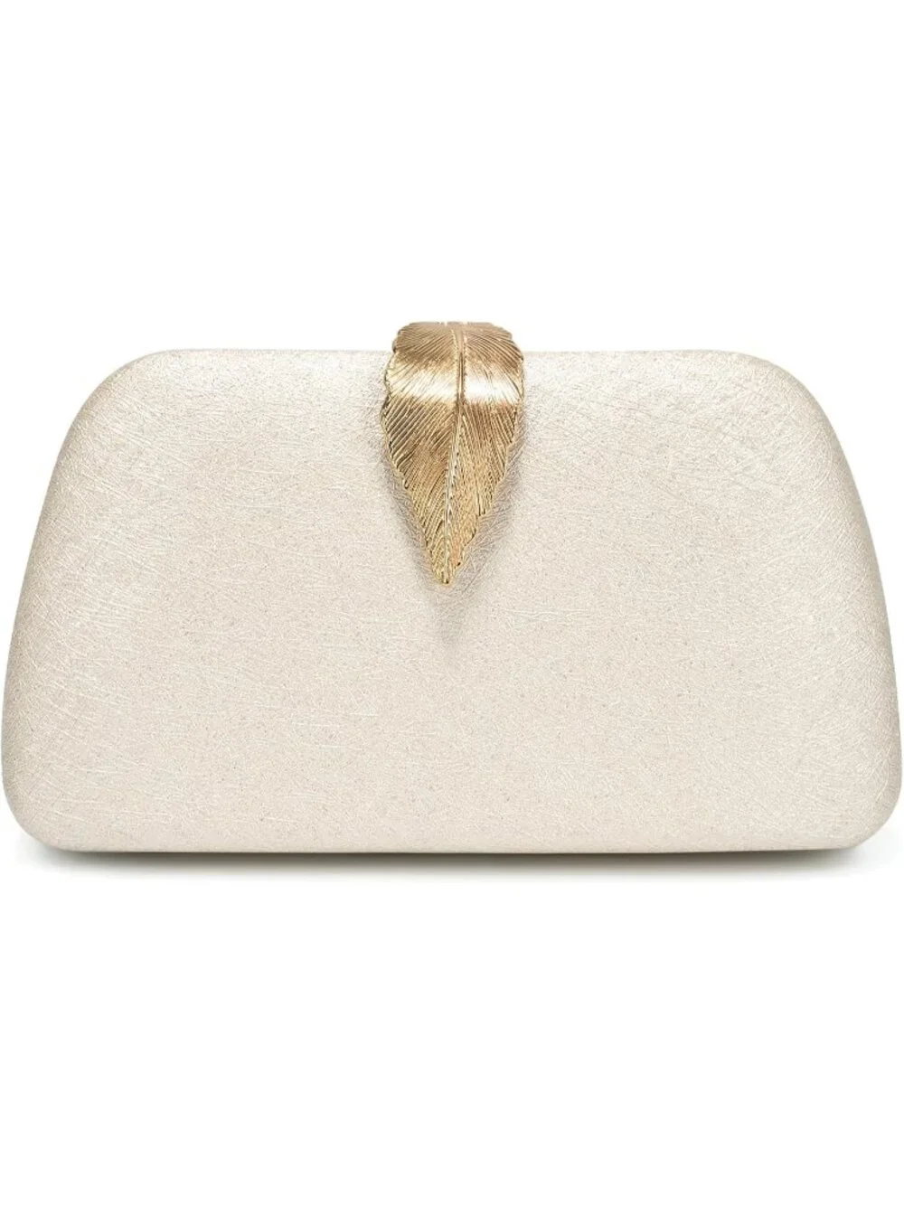 👜Women's Pearl White Pu Satin Evening Clutch Gold Snake Clasp Wedding Party Bag